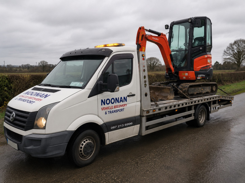 Noonan Vehicle Recovery & Transport  transporting a mini digger in Ireland